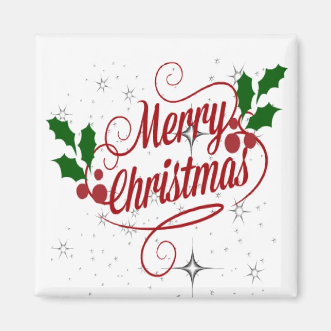 Merry Christmas sparkle and shine red text Magnet (Front)