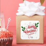 Merry Christmas sparkle and shine Square Sticker<br><div class="desc">Merry Christmas sparkle and shine,  holiday design.</div>