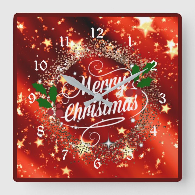 Merry Christmas sparkle and shine Square Wall Clock (Front)