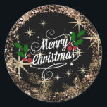 Merry Christmas, sparkle, glitter and shine,  Classic Round Sticker<br><div class="desc">Merry Christmas,  sparkle,  glitter and shine</div>