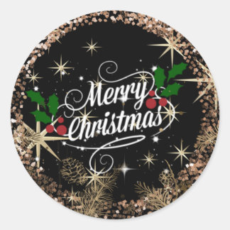 Merry Christmas, sparkle, glitter and shine,  Classic Round Sticker