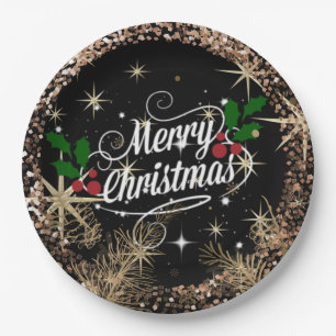 Merry Christmas, sparkle, glitter and shine, Paper Plate