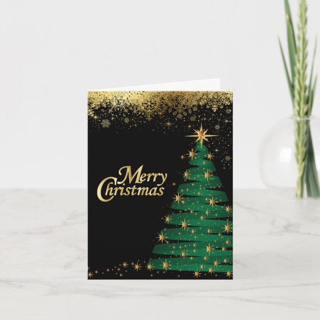 Merry Christmas Sparkle Tree Holiday Card (Front)