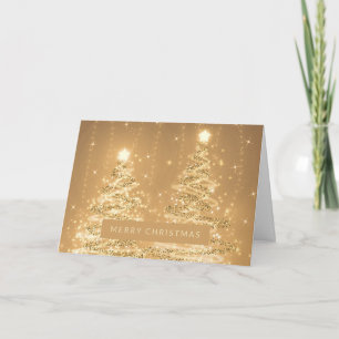 Merry Christmas Sparkling Trees Copper  Card