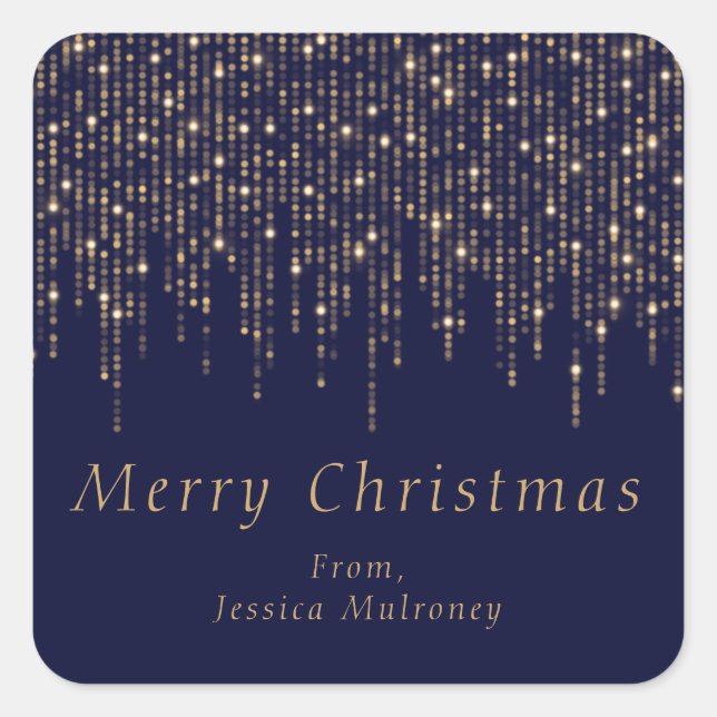 Merry Christmas Sparkly Lights Gift Wrap Sticker (Front)