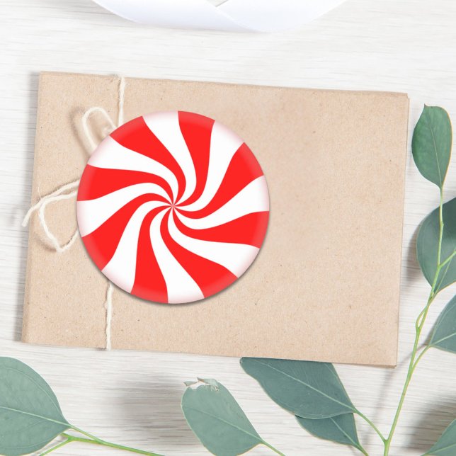 Merry Christmas Spearmint swirl peppermint Candy Classic Round Sticker (Merry Christmas Spearmint swirl peppermint Candy Classic Round Sticker)