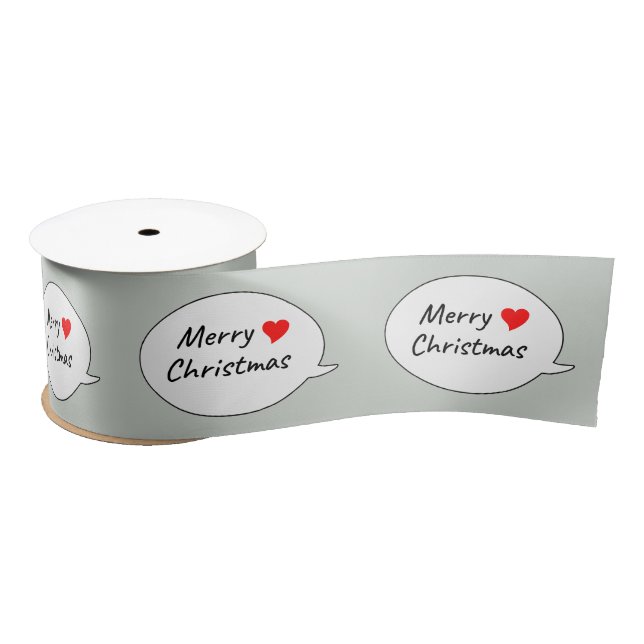 Merry Christmas Speech Bubble Satin Ribbon (Spool)