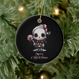Merry Christmas Spooky Gothic Ceramic Ornament