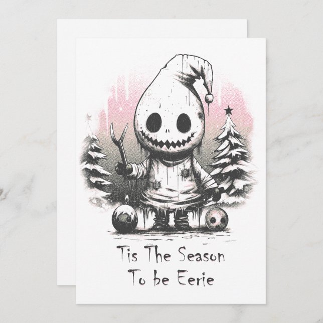 Merry Christmas Spooky Gothic Ghost Holiday Card (Front/Back)