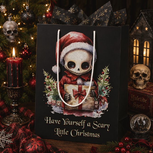 Merry Christmas Spooky Gothic Medium Gift Bag (Creator Uploaded)
