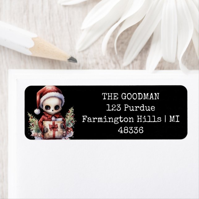 Merry Christmas Spooky Gothic Return Address Label (Insitu)