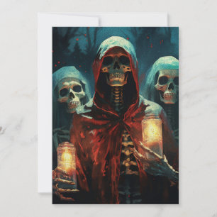 Merry Christmas Spooky Gothic Skeletons Holiday Card
