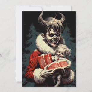 Merry Christmas Spooky Horror Devil Boy Holiday Card