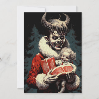 Merry Christmas Spooky Horror Devil Boy Holiday Card