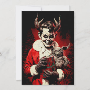 Merry Christmas Spooky Horror Devil Boy Holiday Card