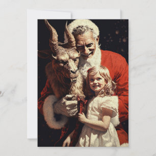 Merry Christmas Spooky Horror Devil Santa Holiday Card