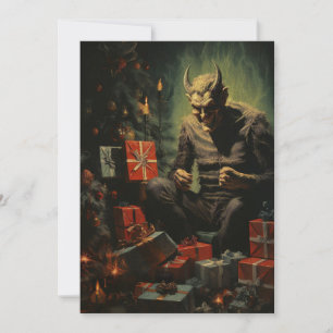 Merry Christmas Spooky Horror Devil Santa Holiday Card