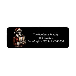 Merry Christmas Spooky Skeleton Gothic Return Address Label