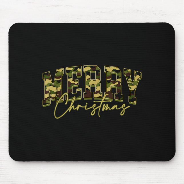 Merry Christmas Squad Camo Camouflage Xmas Pajamas Mouse Pad (Front)