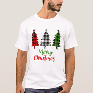 Merry Christmas Squad Plaid Red White Green Xmas T-Shirt