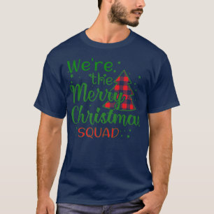 Merry Christmas Squad Red Buffalo Plaid Tree Santa T-Shirt