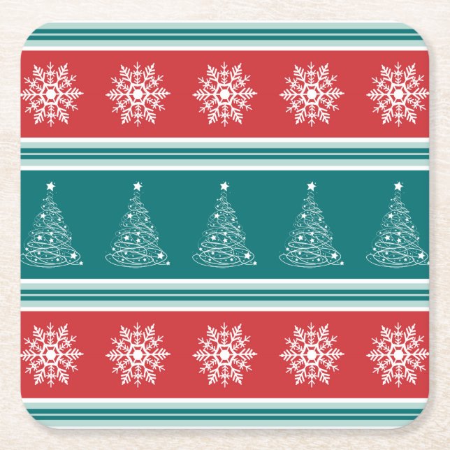 Merry Christmas Square Paper Coaster (Front)