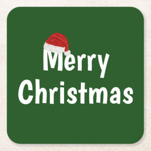 Merry Christmas Square Paper Coaster
