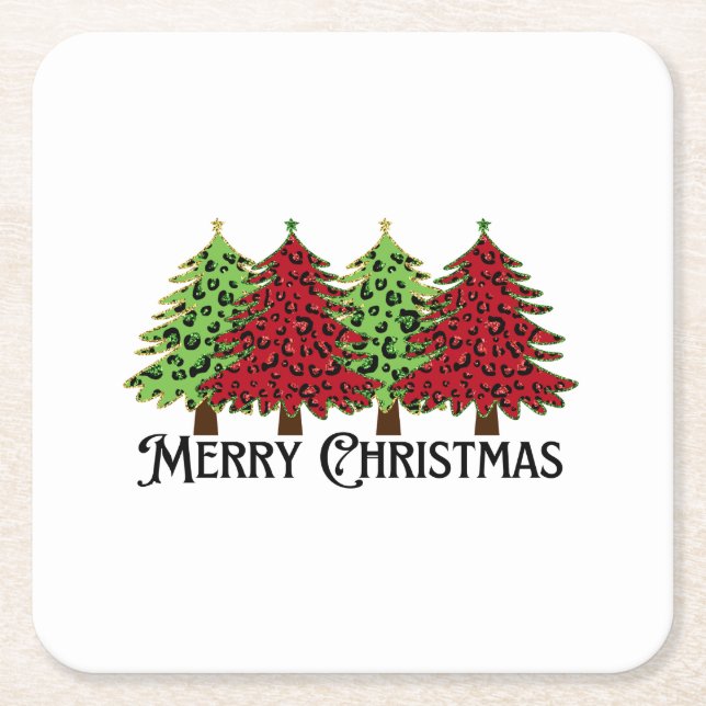 Merry Christmas   Square Paper Coaster (Front)