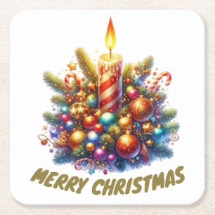 MERRY CHRISTMAS SQUARE PAPER COASTER