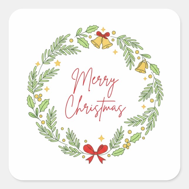 Merry Christmas Square Sticker (Front)