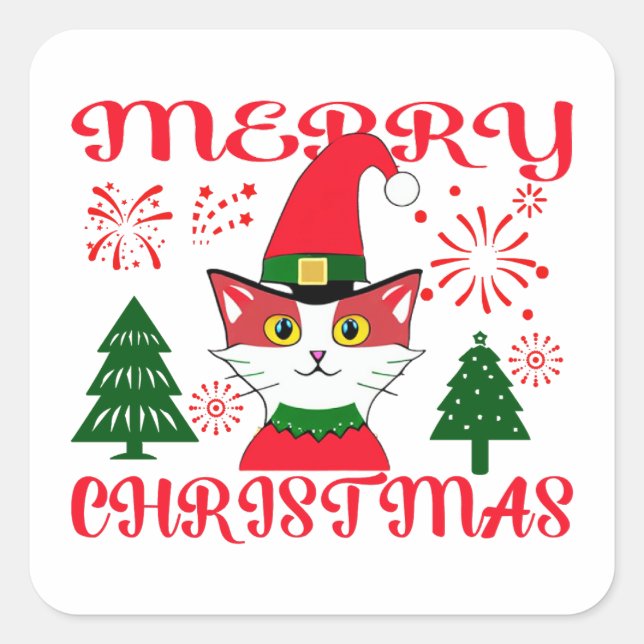 MERRY CHRISTMAS. SQUARE STICKER (Front)