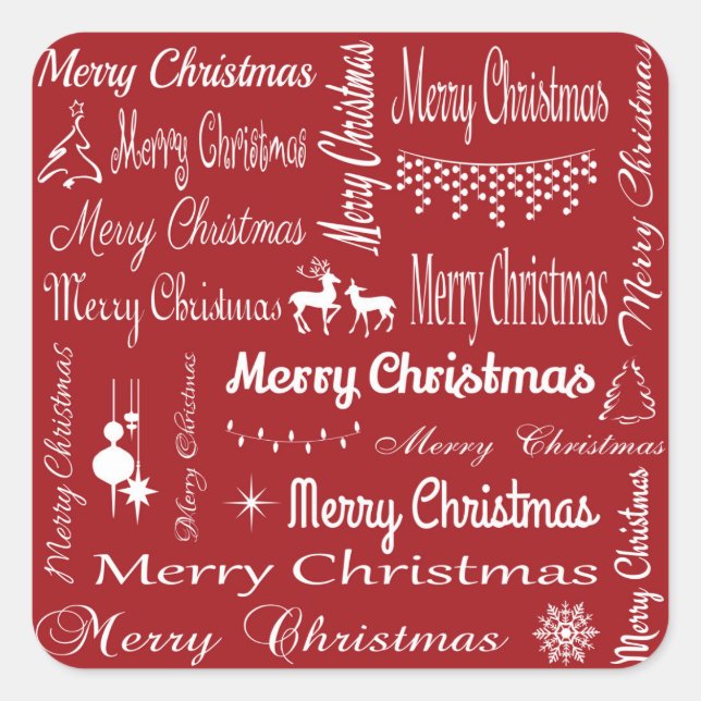 Merry Christmas Square Sticker (Front)