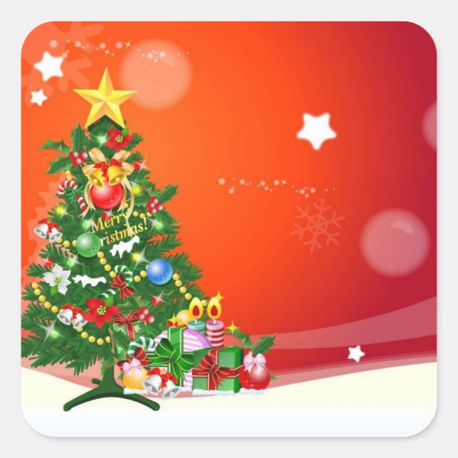 Merry Christmas Square Sticker (Front)