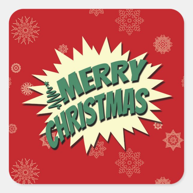 Merry Christmas Square Sticker (Front)