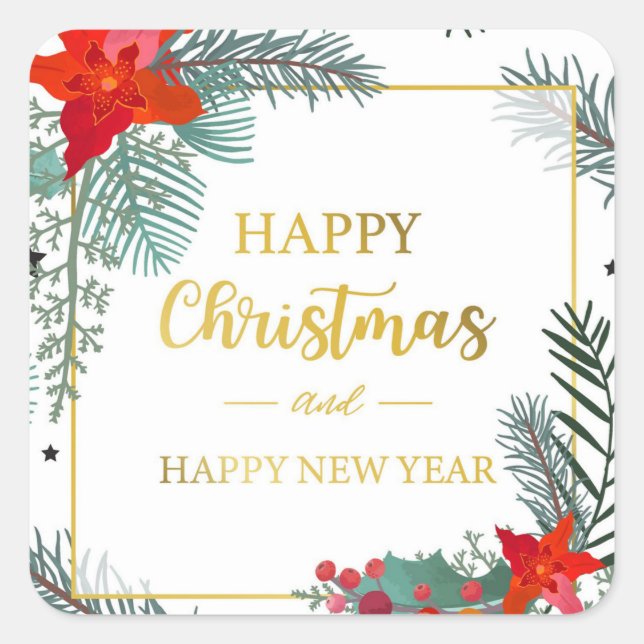 Merry Christmas Square Sticker (Front)