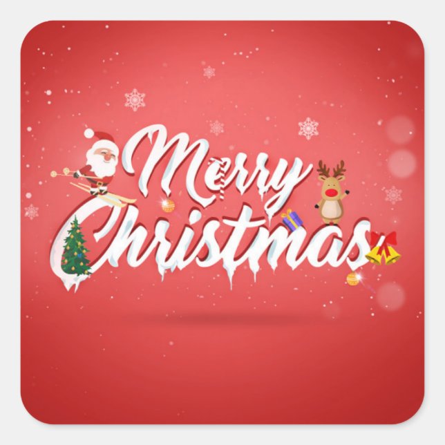 Merry christmas square sticker (Front)