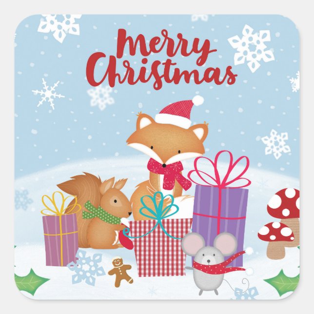 Merry Christmas Square Sticker (Front)