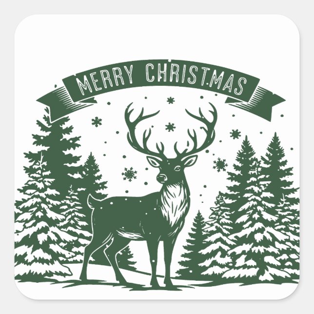 Merry Christmas Square Sticker (Front)