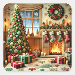 Merry Christmas Square Sticker