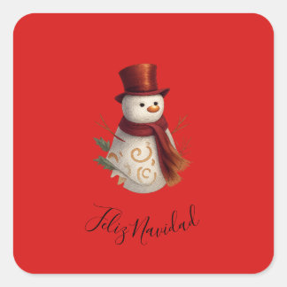 Merry Christmas Square Sticker - Feliz Navidad