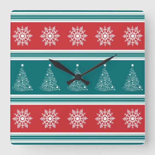 Merry Christmas Square Wall Clock (Front)
