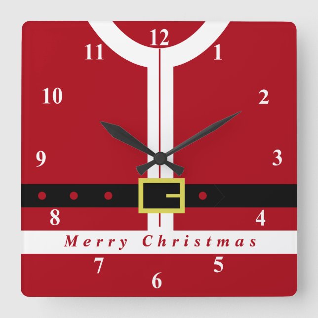 Merry Christmas Square Wall Clock (Front)