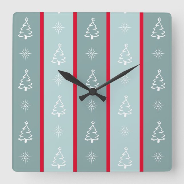 Merry Christmas Square Wall Clock (Front)