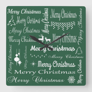 Merry Christmas Square Wall Clock