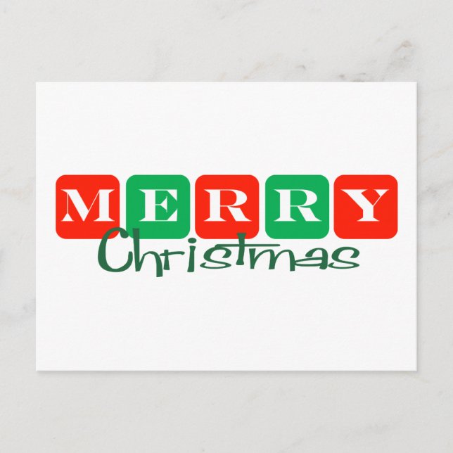 Merry Christmas (Squares) Holiday Postcard (Front)