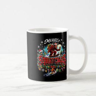 Merry Christmas Squatchmas Funny Bigfoot Snowboard Coffee Mug