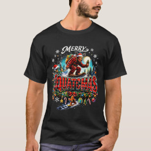 Merry Christmas Squatchmas Funny Bigfoot Snowboard T-Shirt