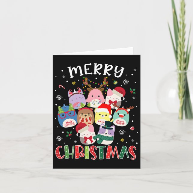 Merry Christmas Squish Squad Mallow Girls Boys Kid Card (Front)