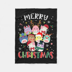 Merry Christmas Squish Squad Mallow Girls Boys Kid Fleece Blanket