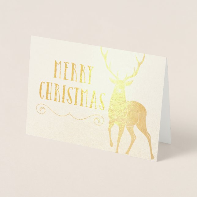 Merry Christmas Stag Foil Card (Front)